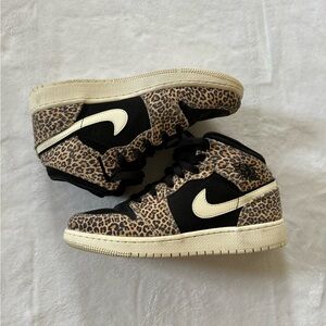 Leopard Print Air Jordan 1 Mid. Size 5.
